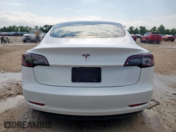 2023 Tesla Model 3 with VIN 5YJ3E1EA1PF550454, listed as a Copart auction lot 58985695 with 19,199 mi miles and Salvage title. Bid and sale history available at DreamBid. Image 6.