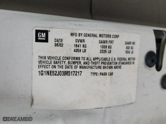 2003 Chevrolet Malibu LS with VIN 1G1NE52J03M517217, listed as a Copart auction lot 47763085 with 155,488 mi miles and Salvage Title. Bid and sale history available at carsss.com. Image 14.