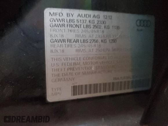 2013 Audi allroad Premium Plus with VIN WA1UFAFL3DA181631, listed as a Copart auction lot 79826184 with 138,940 mi miles and Clean Title. Bid and sale history available at carsss.com. Image 12.