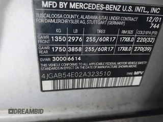 2002 Mercedes-Benz M 320/430/500 z VIN 4JGAB54E02A323510, wystawiony jako IAAI lot #42192613 z przebiegiem 211 199 mil mil oraz . Historia ofert i sprzedaży dostępna na DreamBid. Obrazek 9.