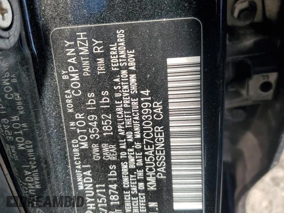 2012 Hyundai Accent SE with VIN KMHCU5AE7CU039914, listed as a Copart auction lot 88145475 with 0 mi miles and Salvage Title. Bid and sale history available at carsss.com. Image 14.