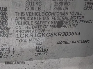 2019 GMC Yukon XL SLT with VIN 1GKS1GKC8KR383694, listed as a IAAI auction lot 41466213 with 128,368 mi miles. Bid and sale history available at carsss.com. Image 9.