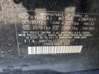 2013 Hyundai Azera with VIN KMHFH4JG7DA220477, listed as a Copart auction lot 69036074 with 126,455 mi miles and Salvage Title. Bid and sale history available at carsss.com. Image 12.