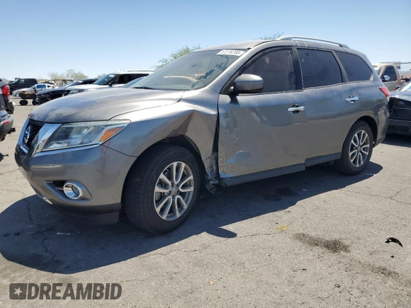 2015 Nissan Pathfinder SV z VIN 5N1AR2MN0FC672297, wystawiony jako Copart lot #57278785 z przebiegiem 85 083 mil mil oraz Szkoda całkowita • Salvage title. Historia ofert i sprzedaży dostępna na DreamBid. Obrazek 1.