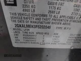 2015 GMC Terrain SLE z VIN 2GKALMEK0F6202046, wystawiony jako IAAI lot #40883680 z przebiegiem 157 787 mil mil oraz . Historia ofert i sprzedaży dostępna na DreamBid. Obrazek 9.