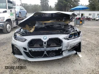 2024 BMW i4 M50 with VIN WBY33AW08RFR92494, listed as a Copart auction lot 64112974 with 3,485 mi miles and Salvage Title. Bid and sale history available at carsss.com. Image 5.