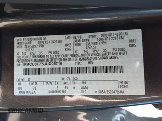 2018 Ford Escape S with VIN 1FMCU0F75JUD05716, listed as a IAAI auction lot 42733113 with 69,469 mi miles and . Bid and sale history available at DreamBid. Image 9.