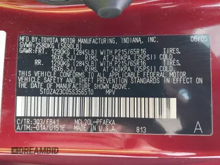 2005 Toyota Sienna CE with VIN 5TDZA23C05S356510, listed as a IAAI auction lot 42127008 with 220,007 mi miles and . Bid and sale history available at DreamBid. Image 9.