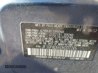 2013 Subaru Impreza Premium z VIN JF1GPAD66DH207245, wystawiony jako IAAI lot #42174232 z przebiegiem 185 231 mil mil oraz . Historia ofert i sprzedaży dostępna na DreamBid. Obrazek 9.