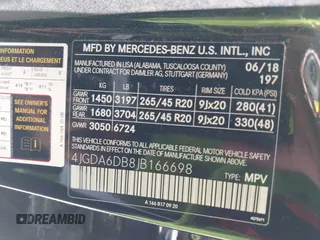 2018 Mercedes-Benz GLE 550e with VIN 4JGDA6DB8JB166698, listed as a IAAI auction lot 42483143 with 77,601 mi miles and . Bid and sale history available at DreamBid. Image 9.