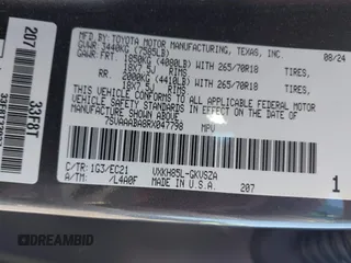 2024 Toyota Sequoia SR5 with VIN 7SVAAABA8RX047798, listed as a IAAI auction lot 41812410 with 7,411 mi miles. Bid and sale history available at carsss.com. Image 9.