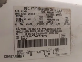 1998 Ford Ranger XL с VIN 1FTYR10C7WPA74198, выставлен на аукционе IAAI как лот 42083824 с пробегом 189 455 миль миль и . История ставок и продаж доступна на DreamBid. Изображение 9.