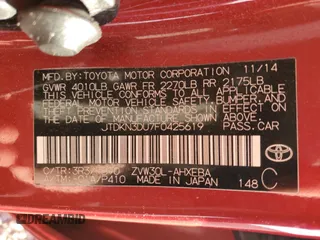 2015 Toyota Prius Four with VIN JTDKN3DU7F0425619, listed as a Copart auction lot 44321135 with 198,552 mi miles and Salvage Title. Bid and sale history available at carsss.com. Image 15.