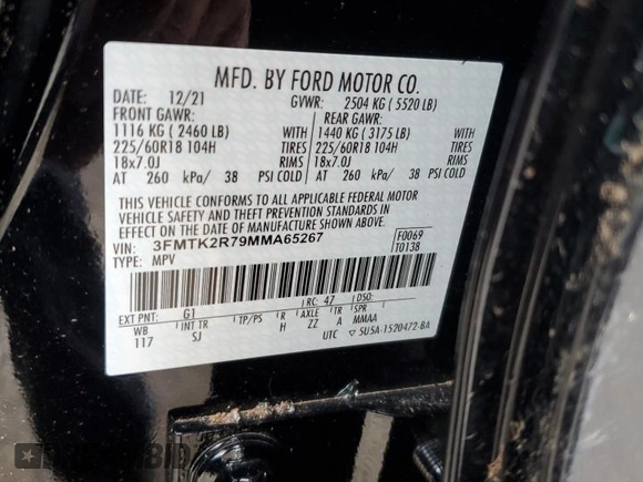 2021 Ford Mustang Mach-E California Route 1 with VIN 3FMTK2R79MMA65267, listed as a Copart auction lot 85470754 with Not Provided miles and Salvage Title. Bid and sale history available at DreamBid. Image 12.