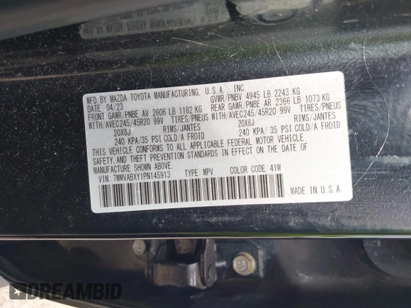 2023 Mazda CX-50 Meridian Edition with VIN 7MMVABXY1PN145913, listed as a IAAI auction lot 42632620 with 23,444 mi miles and . Bid and sale history available at DreamBid. Image 9.