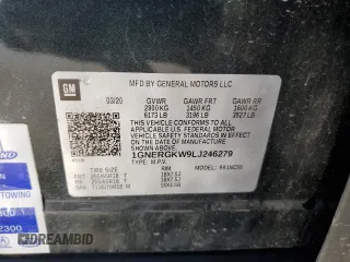 2020 Chevrolet Traverse LT Cloth with VIN 1GNERGKW9LJ246279, listed as a Copart auction lot 43505394 with 76,441 mi miles. Bid and sale history available at carsss.com. Image 14.