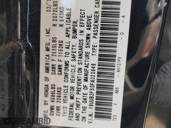2015 Acura TLX Technology z VIN 19UUB2F50FA020649, wystawiony jako Copart lot #82257794 z przebiegiem 98 979 mil mil oraz Szkoda całkowita • Salvage title. Historia ofert i sprzedaży dostępna na DreamBid. Obrazek 12.