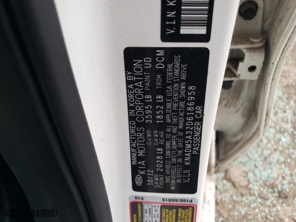 2013 Kia Rio LX with VIN KNADM5A32D6186958, listed as a Copart auction lot 49672675 with 65,342 mi miles and Salvage Title. Bid and sale history available at carsss.com. Image 12.