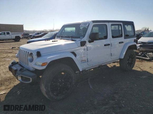 2021 Jeep Wrangler Unlimited Sahara with VIN 1C4JJXP68MW727782, listed as a Copart auction lot 44199985 with 79,861 mi miles and Salvage Title. Bid and sale history available at DreamBid. Image 1.
