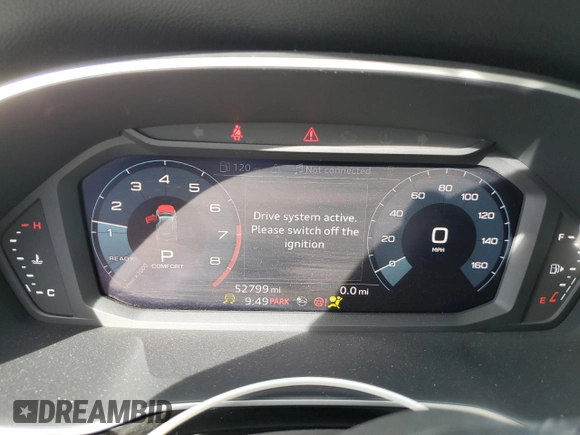 2020 Audi Q3 S line Premium with VIN WA1DECF34L1123427, listed as a Copart auction lot 44001445 with 52,799 mi miles and Salvage Title. Bid and sale history available at carsss.com. Image 9.