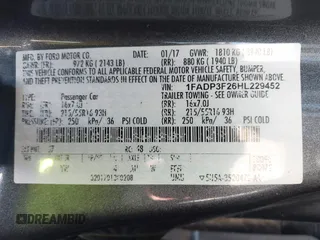 2017 Ford Focus SE with VIN 1FADP3F26HL229452, listed as a IAAI auction lot 41882192 with 83,499 mi miles. Bid and sale history available at carsss.com. Image 9.