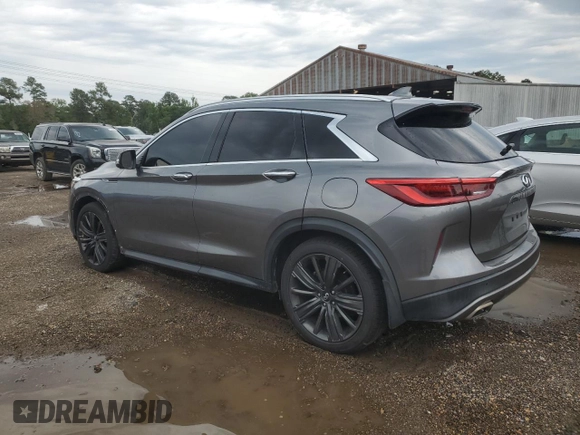 2020 Infiniti QX50 Luxe with VIN 3PCAJ5M17LF120708, listed as a Copart auction lot 57943945 with 53,649 mi miles and Salvage title. Bid and sale history available at DreamBid. Image 2.