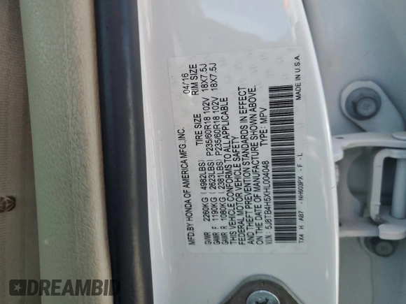 2017 Acura RDX Technology with VIN 5J8TB4H5XHL004048, listed as a Copart auction lot 53072065 with 71,772 mi miles and Salvage title. Bid and sale history available at DreamBid. Image 13.
