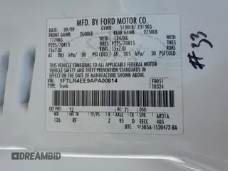 2010 Ford Ranger XLT with VIN 1FTLR4EE9APA00814, listed as a Copart auction lot 56245315 with Not provided miles and Salvage title. Bid and sale history available at DreamBid. Image 12.