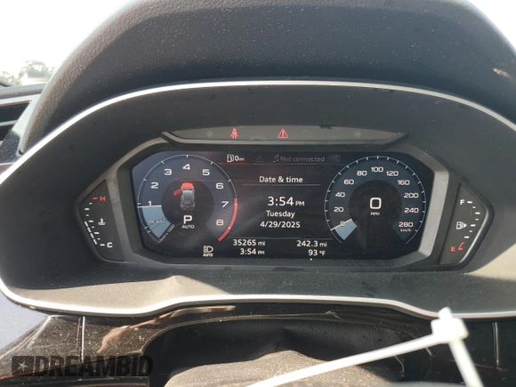 2021 Audi Q3 S line Premium with VIN WA1DECF32M1045084, listed as a Copart auction lot 54657575 with 35,265 mi miles and Salvage Title. Bid and sale history available at DreamBid. Image 9.
