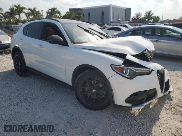 2019 Alfa Romeo Stelvio Ti with VIN ZASPAKBN3K7C70518, listed as a Copart auction lot 53438145 with Not provided miles and Non repairable. Bid and sale history available at DreamBid. Image 4.