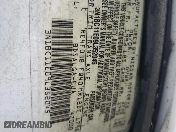 2009 Nissan Versa S z VIN 3N1BC11E09L352045, wystawiony jako Copart lot #46843955 z przebiegiem 170 741 mil mil oraz Szkoda całkowita • Salvage title. Historia ofert i sprzedaży dostępna na DreamBid. Obrazek 13.