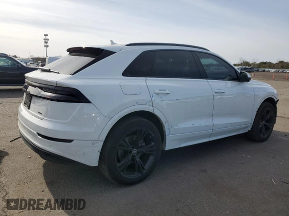 2022 Audi Q8 Premium Plus with VIN WA1BVBF1XND010860, listed as a Copart auction lot 43345745 with 34,568 mi miles and Salvage Title. Bid and sale history available at carsss.com. Image 3.
