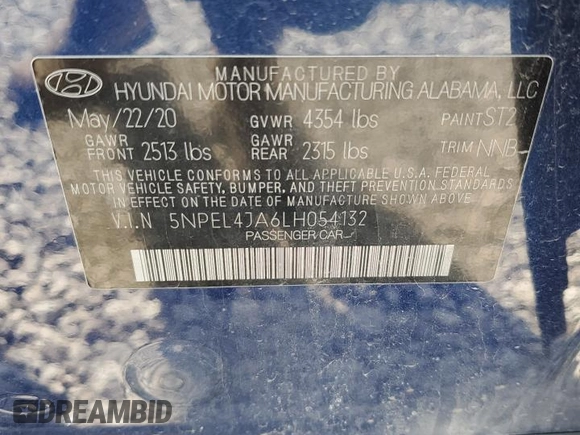 2020 Hyundai Sonata SEL z VIN 5NPEL4JA6LH054132, wystawiony jako Copart lot #51003435 z przebiegiem 71 417 mil mil oraz Szkody całkowita. Historia ofert i sprzedaży dostępna na DreamBid. Obrazek 15.