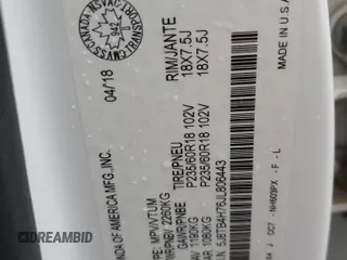 2018 Acura RDX Advance with VIN 5J8TB4H76JL806443, listed as a Copart auction lot 66811894 with 109,303 mi miles and Salvage title. Bid and sale history available at DreamBid. Image 13.