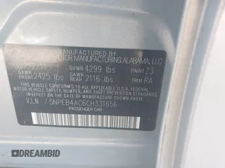 2012 Hyundai Sonata GLS with VIN 5NPEB4AC6CH331656, listed as a IAAI auction lot 41818783 with 179,604 mi miles. Bid and sale history available at carsss.com. Image 9.