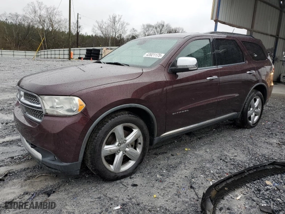 2012 Dodge Durango Citadel with VIN 1C4SDJET2CC211600, listed as a Copart auction lot 43921175 with 224,495 mi miles and Salvage Title. Bid and sale history available at carsss.com. Image 1.