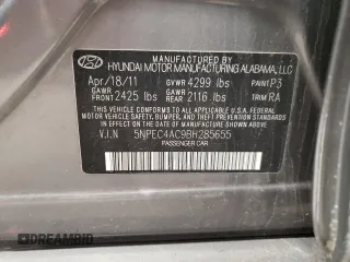 2011 Hyundai Sonata Limited with VIN 5NPEC4AC9BH285655, listed as a Copart auction lot 55982455 with 166,840 mi miles and Non Repairable. Bid and sale history available at DreamBid. Image 12.