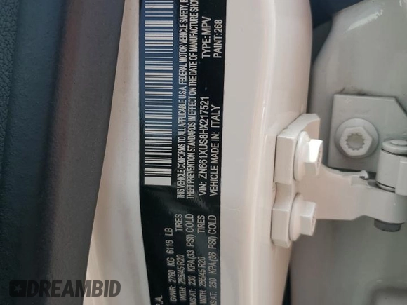 2017 Maserati Levante with VIN ZN661XUS8HX217521, listed as a Copart auction lot 57087625 with 112,564 mi miles and Clean title. Bid and sale history available at DreamBid. Image 12.
