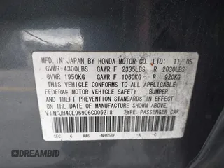 2006 Acura TSX Navi with VIN JH4CL96906C005218, listed as a IAAI auction lot 41633071 with 216,581 mi miles and . Bid and sale history available at DreamBid. Image 9.