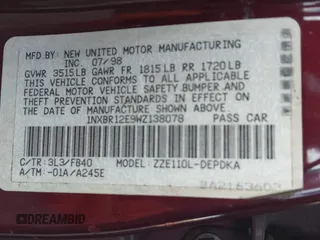 1998 Toyota Corolla VE with VIN 1NXBR12E9WZ138078, listed as a IAAI auction lot 41392232 with Not provided miles and . Bid and sale history available at DreamBid. Image 9.
