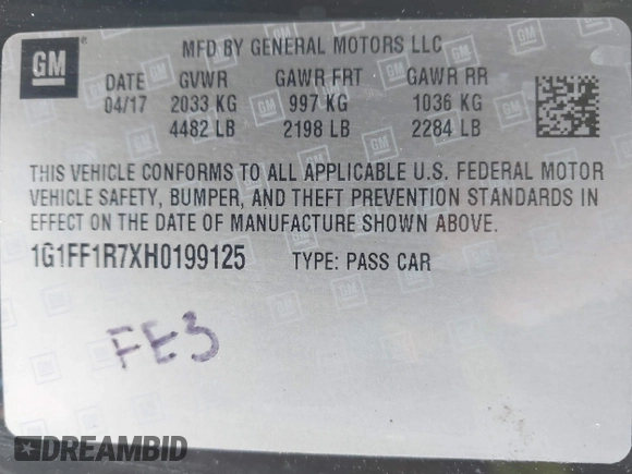 2017 Chevrolet Camaro 1SS z VIN 1G1FF1R7XH0199125, wystawiony jako IAAI lot #41644591 z przebiegiem 110 634 mil mil oraz . Historia ofert i sprzedaży dostępna na DreamBid. Obrazek 9.