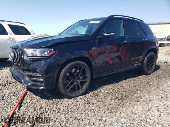 2021 Mercedes-Benz GLE 53 AMG with VIN 4JGFB6BB7MA573253, listed as a Copart auction lot 52195945 with 32,301 mi miles and Salvage title. Bid and sale history available at DreamBid. Image 1.