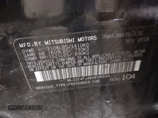 2019 Mitsubishi Mirage SE z VIN ML32F4FJ4KHF06326, wystawiony jako IAAI lot #41881755 z przebiegiem Nie podano mil oraz . Historia ofert i sprzedaży dostępna na DreamBid. Obrazek 9.