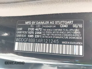 2010 Mercedes-Benz C-Class C 300 Sport with VIN WDDGF8BB1AR121245, listed as a IAAI auction lot 42061384 with 1 mi miles. Bid and sale history available at carsss.com. Image 9.