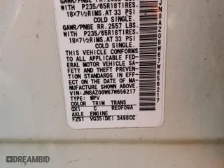 2007 Nissan Murano S with VIN JN8AZ08W67W656217, listed as a Copart auction lot 78178444 with 164,605 mi miles and Salvage Title. Bid and sale history available at carsss.com. Image 13.