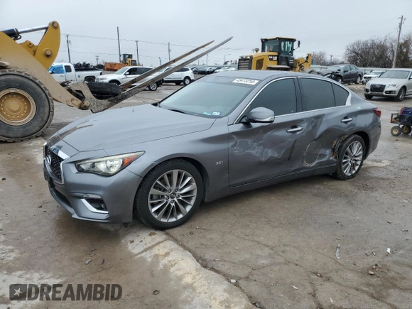 2018 Infiniti Q50 Luxe with VIN JN1EV7AP4JM367007, listed as a Copart auction lot 43413255 with 90,694 mi miles and Salvage title. Bid and sale history available at DreamBid. Image 1.
