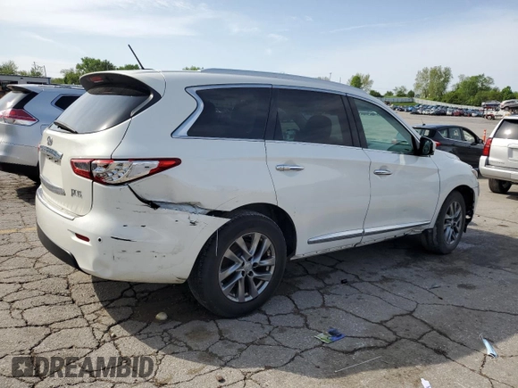 2013 Infiniti JX35 with VIN 5N1AL0MMXDC347957, listed as a Copart auction lot 54948055 with 166,353 mi miles and Clean Title. Bid and sale history available at DreamBid. Image 3.