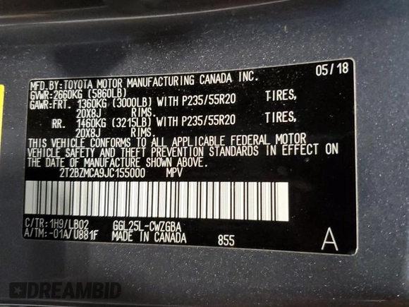 2018 Lexus RX 350 z VIN 2T2BZMCA9JC155000, wystawiony jako Copart lot #53899455 z przebiegiem 112 031 mil mil oraz Szkoda całkowita • Salvage title. Historia ofert i sprzedaży dostępna na DreamBid. Obrazek 13.
