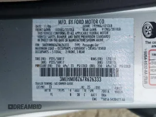 2007 Mercury Milan Premier with VIN 3MEHM08Z67R626333, listed as a Copart auction lot 74704054 with 0 mi miles and Salvage Title. Bid and sale history available at carsss.com. Image 13.
