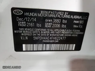 2015 Hyundai Elantra SE with VIN 5NPDH4AE4FH622477, listed as a Copart auction lot 53192965 with 128,641 mi miles and Clean Title. Bid and sale history available at carsss.com. Image 13.